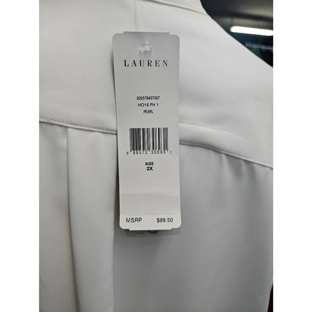 Ralph Lauren White Long Sleeve Blouse Womens size 2X NEW TAGS - Picture 6 of 9